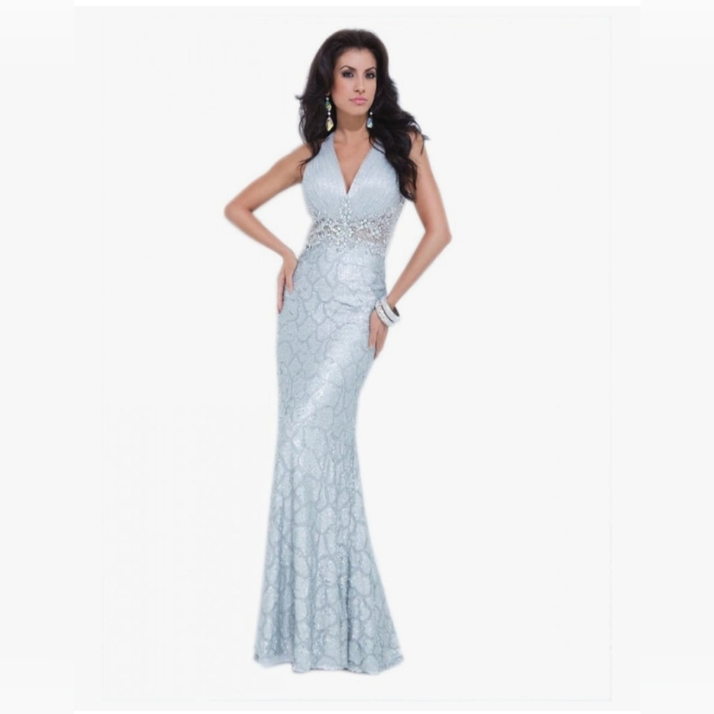 Tony Bowls 114701 Silver Size 8 Prom Dress